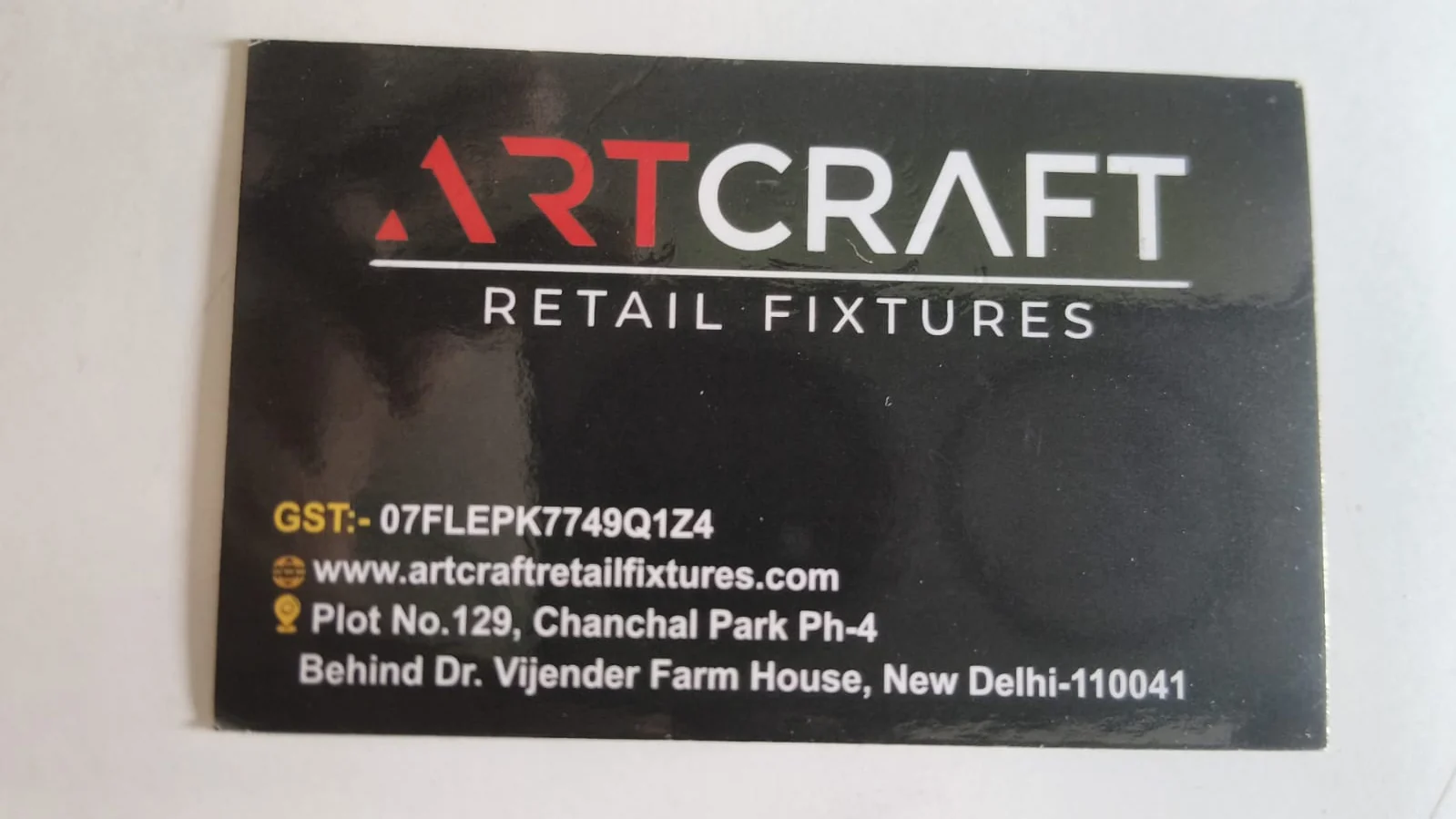 Artcraft business card